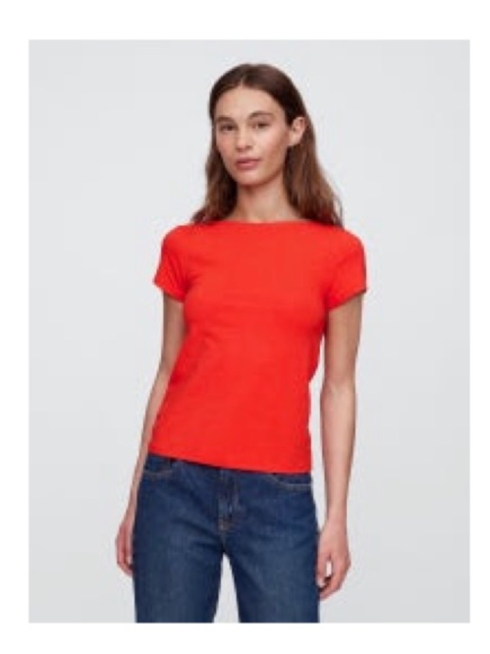 GAP Women’s Short Sleeve Tee with Scoop Back in Bright Red